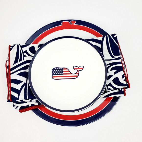 Vineyard Vines "Whales Melamine" Plates & Napkin Set 4 Piece Target Exclusive - Picture 3 of 9